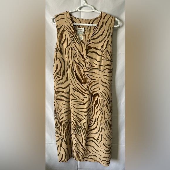 Vanity Fair Dress Women’s 10 Vintage Tiger Print Shift Side Zip Lined Retro - Picture 1 of 13